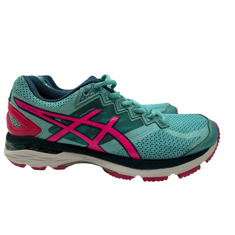 ASICS GT-2000 4 Running Shoes Womens 8.5 Turquoise Pink Stability T656N EUC